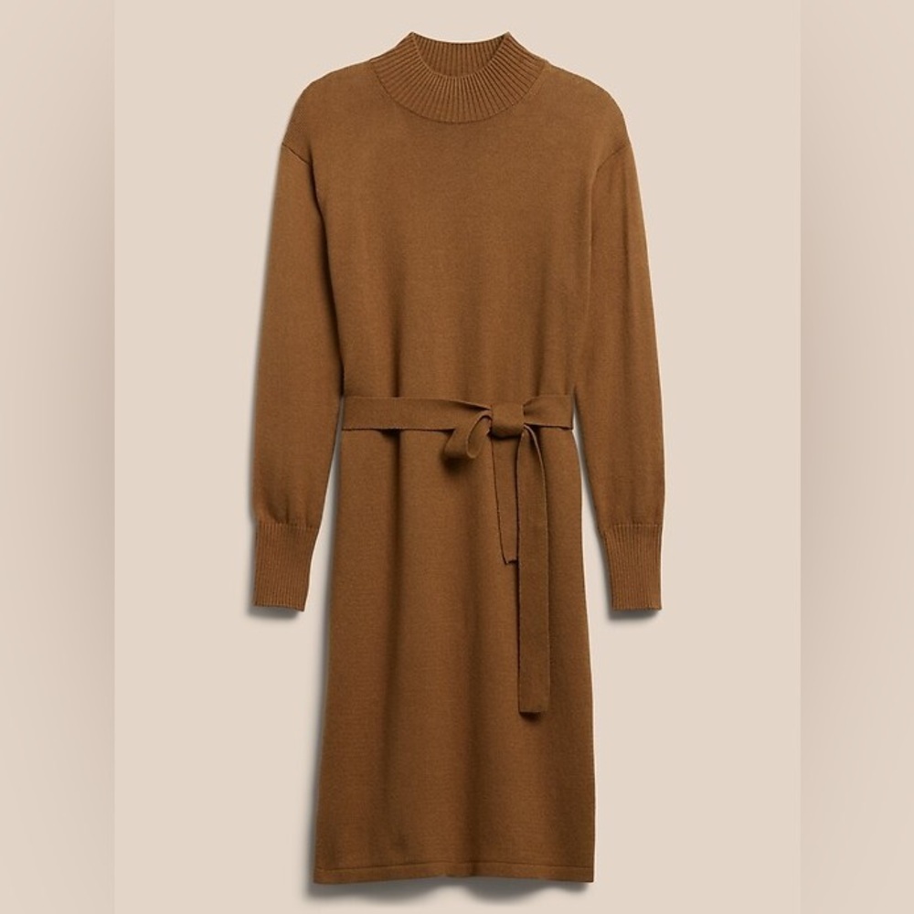 Banana Republic - NWT - Camel Colored Sweater Dress with Tie Waist - Size S